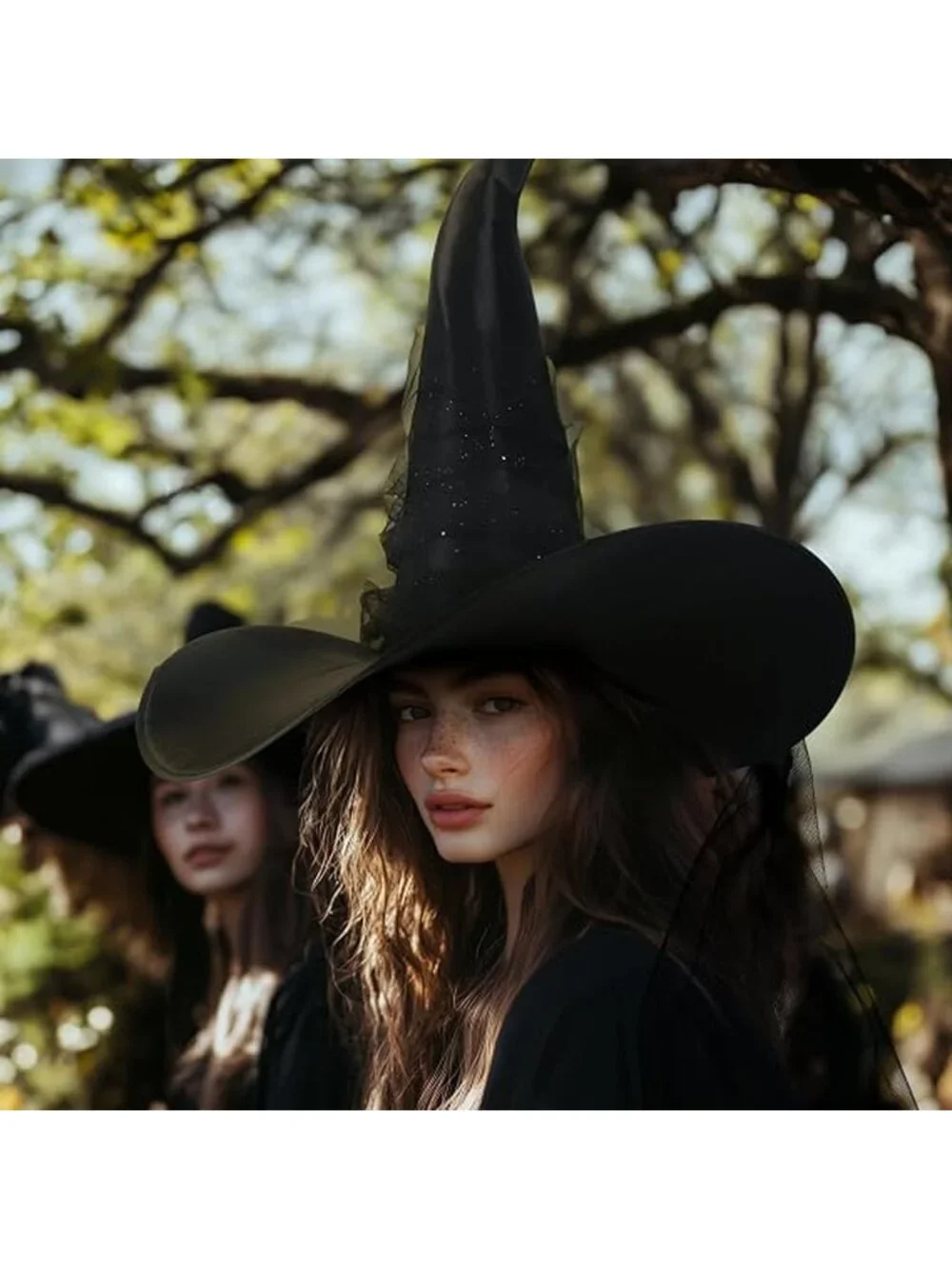 Women's Witch Hat Wide Brim Mesh Halloween Costume Party Headwear